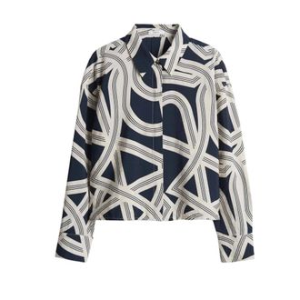 OPUS Lange Mouw Blouse Famena Lane - Dames - Blouses & Shirts - Blauw - Maat: S