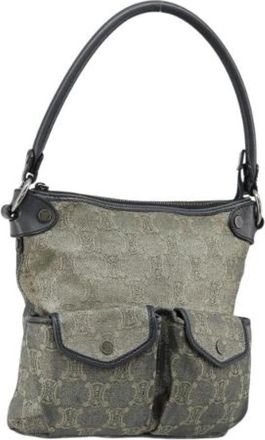 Celine Pre-owned Macadam Canvas Shoulder Bag - Dames - Vintage Schoudertas - Grijs - ONE Size - Leer - Vintage