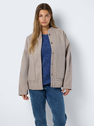 Noisy May Blusenjacke NOISY MAY NMHALSTON L/S BOMBER JACKET WVN NOOS, Damen, Gr. L (40), nomad detail:melange, Web, Obermaterial: 100% Polyester, meliert, Jacke
