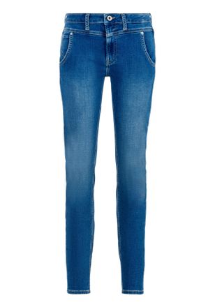 Pepe Jeans London 5-Pocket-Jeans PEPE JEANS CAREY TAPERED GYMDIGO MW, Damen, Gr. 29, L&auml;nge 30, blau (medium blau gymdigo), Denim/Jeans, Obermaterial: 75% Baumwolle, 22%