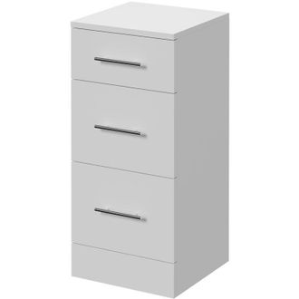 Alexander James Alexander James Gloss White 350mm x 330mm 3 Drawer Storage Unit - 350mm - Chrome 96mm Bar Handle