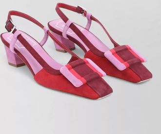 Roger Vivier bv stripes sling back block heel sandals