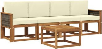 vidaXL Conjunto De Sof&aacute;s De Exterior 4 Uds. Natural Y Crema Vidaxl