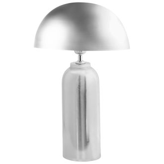 Beliani L&aacute;mpara De Mesa Moderna Pantalla De Hierro Una Luz 47 Cm Base De Hierro Plateada Jalangi
