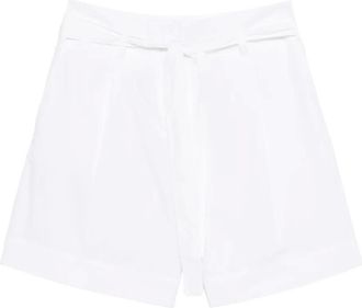 Marc O'Polo belted pleated shorts - women - Organic Cotton - 40 - White