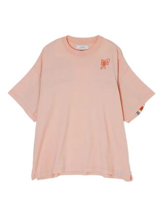 Facetasm embroidered stripe-detail T-shirt - Pink