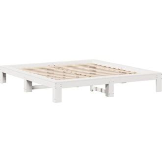 vidaXL Estructura De Cama Sin Colch&oacute;n Madera Maciza Blanca 200x200 Cm Vidaxl