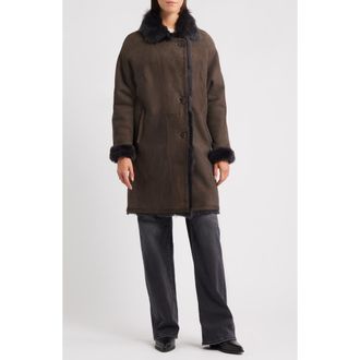 HiSO August Reversible Genuine Shearling Coat in Cappuccino at Nordstrom, Size X-Large