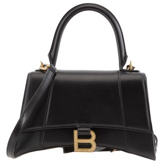 Balenciaga Black Leather Small Hourglass Box Handbag