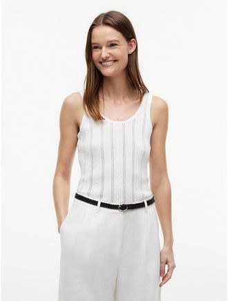 Tommy Hilfiger Womens Mixed-Knit Tank Top - White - XXL