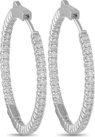 Luxury Bazaar 14K White Gold 1.30ct Diamond Inside-Out Hoop Earrings MF14-111825