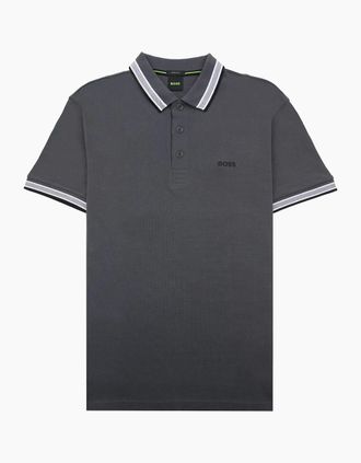 HUGO BOSS Mens Hugo Boss Paddy Embroidered Logo Polo Grey 027 - Black - Size: 40