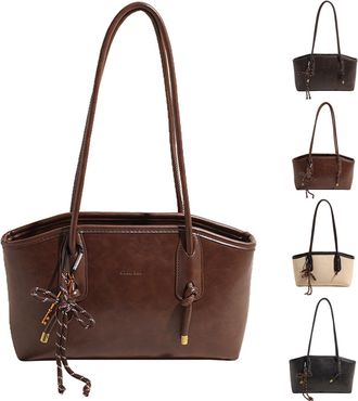 Generic Shoulder Bag for Women Brown Shoulder Handbags Faux Leather Hobo Purse Vintage Hobo Bags with Cute Pendant (A-Brown)