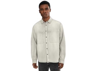 AllSaints Al Canvas Shirt Mens T Shirt Light Grey : SM, Cotton