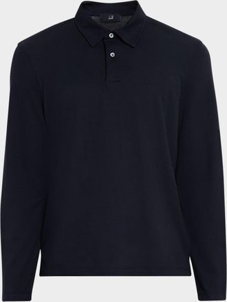 Dunhill Mens Cotton and Silk Long-Sleeve Polo Shirt