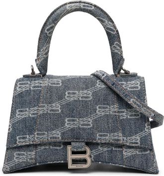 Balenciaga Pre-owned Balenciaga Small BB Monogram Denim Hourglass Top Handle Bag Ladies UJQSR1P0WTC9OP43