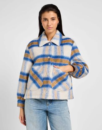 Lee Wolljacke LEE Lee Wolljacke Cropped Wool Jacket, Damen, Gr. M, beige, Obermaterial: 70% Polyester PES. 30% Wolle WO., Jacken Wolljacke