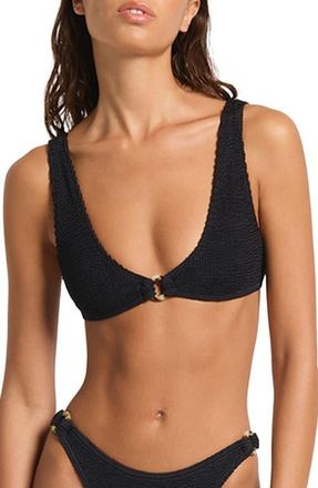 Bond-Eye Ring Scout Bikini Top in Black Shimmer at Nordstrom