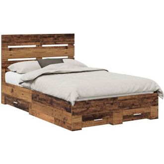 vidaXL Bed Frame with Drawer Old Wood 135 x 190 cm Engineered Wood vidaXL