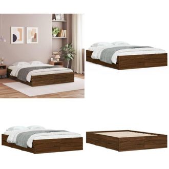 vidaXL Giroletto Cassetti Rovere Marrone 135x190 cm Legno Multistrato - Cassetti letto - Letto con cassetti