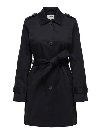 Only Trenchcoat ONLY ONLDISA LIFE SB TRENCHCOAT CC OTW, Damen, Gr. XL, schwarz, Web, Obermaterial: 100% Polyester, unifarben, Po-bedeckend, V-Ausschnitt, M
