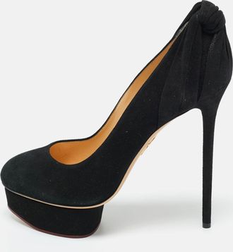 Charlotte Olympia Black Suede Eccentric Josephine Platform Pumps
