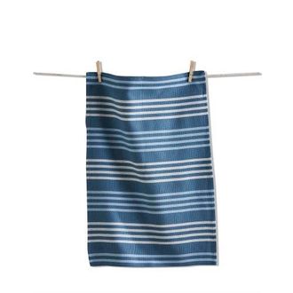 Tag Turquoise Basket Weave Stripe Cotton Kitchen Dishtowel in Blue at Nordstrom