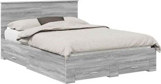 vidaXL Estructura De Cama Con Cabecera Gris Sonoma 140 X 190 Cm Vidaxl