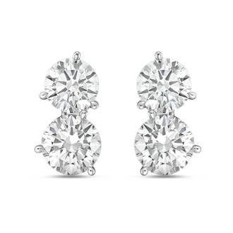Diana M. Jewels 14K WG Gold 2 Stone Earrings 10.00 Ct Tw