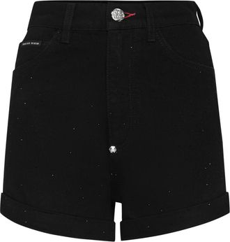 Philipp Plein Korte Broeken, Dames, Zwart, W25, Denim, Denim Shorts