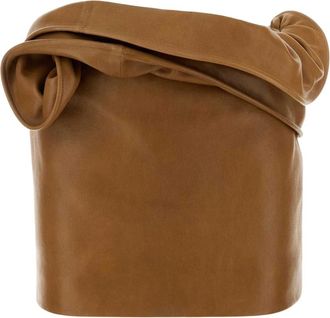 Magda Butrym Leren Minirok met Draping - Dames - Leren & Su&egrave;de rokken - Bruin - 2XS - Leer - Rokken