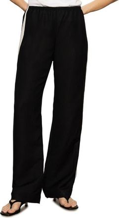 Sanctuary Casual Linen Blend Track Pants in Black at Nordstrom, Size X-Small