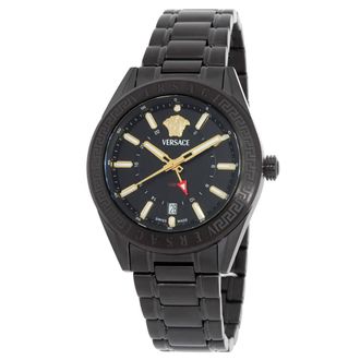 Versace V-Code GMT Quartz Black Dial Mens Watch VEAFA0824