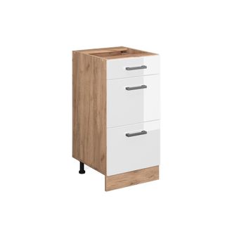 Vicco Mueble Bajo De Cocina R-line, Blanco Alto Brillo, 40 Cm Con Cajones, Sin Encimera Vicco