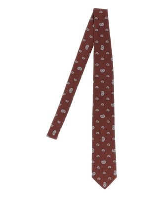 Brioni paisley jacquard tie - Brown
