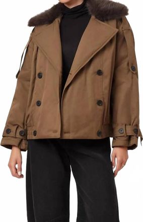 Habitual Fur Collar Trench Coat In Teak