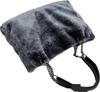 Generic Womens Plush Bags Plush Bag Popular And Fashionable Winter Women Shoulder Bag Female Chain Larger Capacity Tote(GReY)