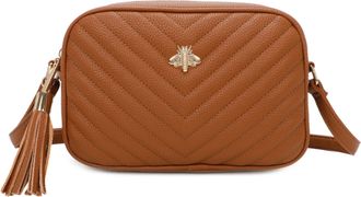 Generic Womens Chevron Quilted Crossbody Bag, Bee Embellishment Messenger Bag (Brown)