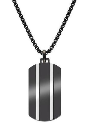 Van Heusen Mens Stripe Dog Tag Pendant Necklace in Black at Nordstrom Rack
