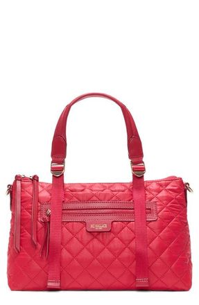 MZ Wallace Small Park Quilted Nylon Satchel in Apple at Nordstrom