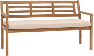 Hhg Hhg - Banco De Jard&iacute;n 986, Banco Asiento De Parque Banco De Madera, Madera Maciza De Acacia Certificada Mvg, Cojines Crema-beige