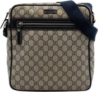 Gucci Pre-owned Canvas Crossbody Bag - Dames - Vintage Schoudertas - Beige - ONE Size - Leer - Vintage