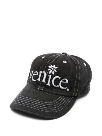 ERL embroidered cap - unisex - Cotton - One Size - Black