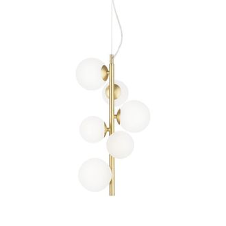 Netlighting Perlage 6 Light Globe Pendant Ceiling Light Brass in Yellow