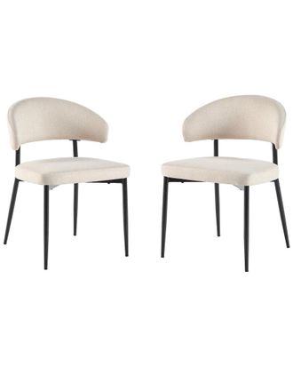 Walker Edison Set of 2 Modern Curved Back Upholstered Dining Chairs