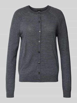 HUGO BOSS Regular Fit Strickjacke aus reiner Schurwolle Modell FONAMI in Dunkelgrau Melange, Gr&ouml;&szlig;e XS