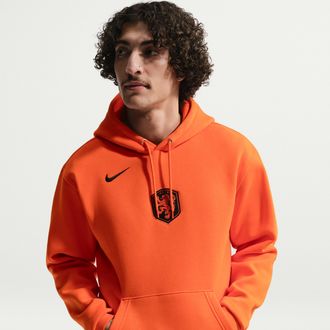 Nike Netherlands Club Nike Mens Soccer Pullover Hoodie in Orange | IB6299-830