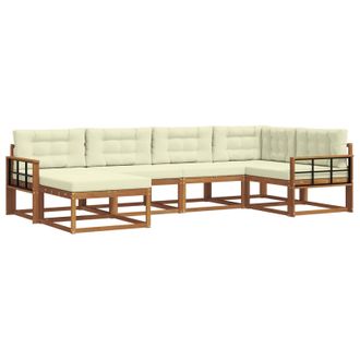 vidaXL Conjunto De Sof&aacute;s De Exterior Con Coj&iacute;n 6 Pcs Natural Y Crema Vidaxl