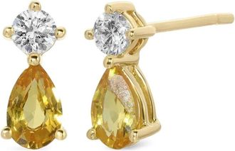 Anita Ko Orecchini a bottone Violet in oro giallo 18 carati con zaffiri e diamanti