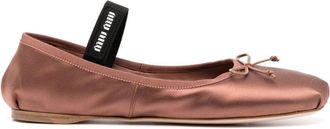 Miu Miu satin ballerina shoes - women - Satin/Leather/Leather - 37 - Brown